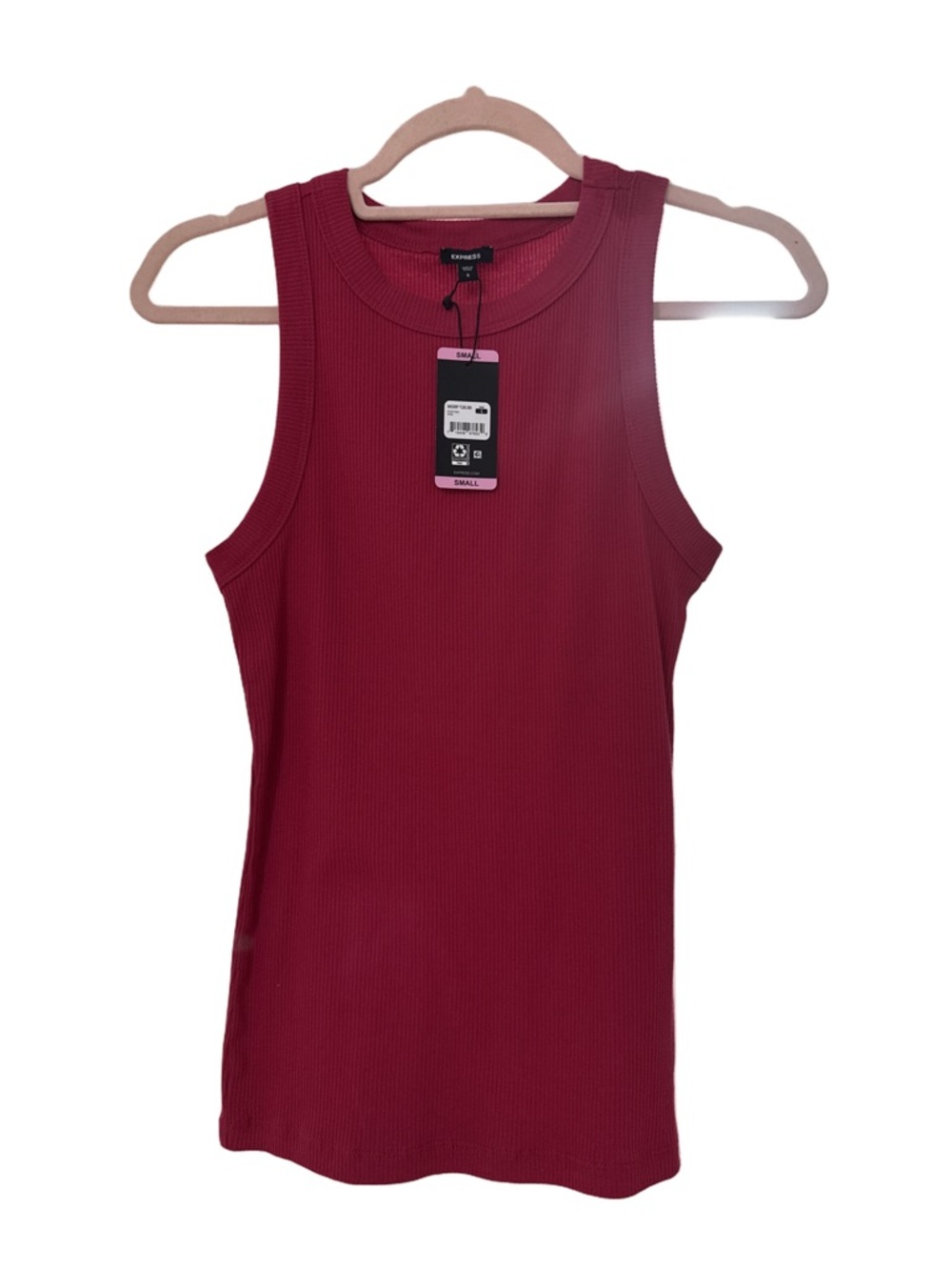Express Sleeveless Ribbed Tank - fuchsia pink